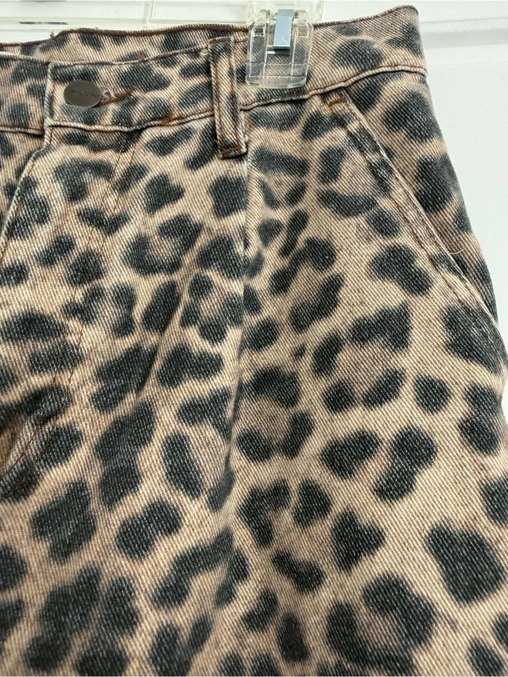 Pilcro Wide Leg Pants in Leopard Print Brown and Black - Picture 3 of 5